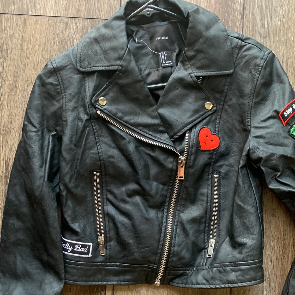 F21 girls faux leather jacket